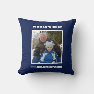 World's Best Grandpa Custom Photo Personalized Throw Pillow