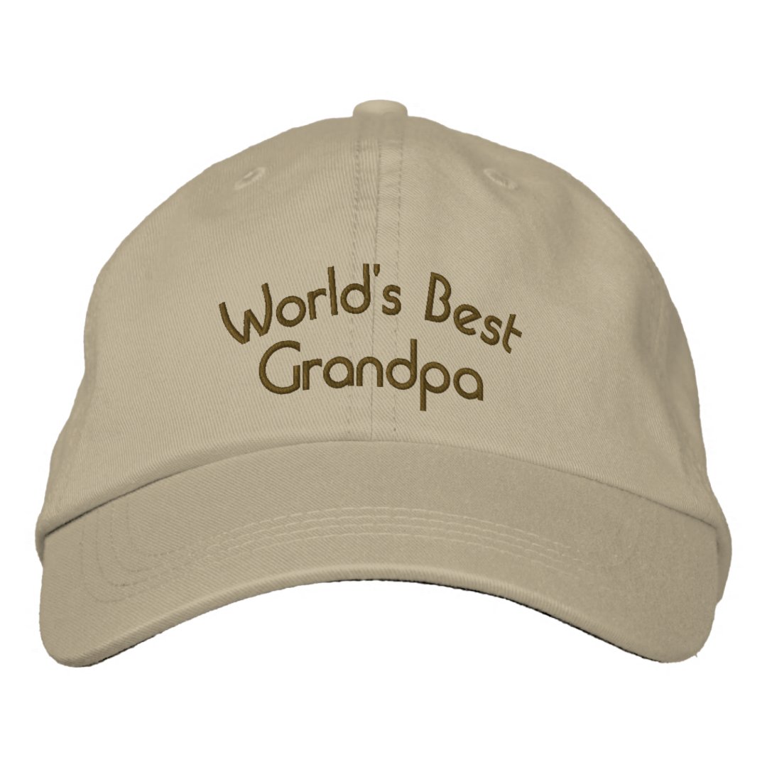 Hepandy 'World's Best Grandpa' Embroidered Baseball Hat - Adjustable Dad Cap, Washed Khaki