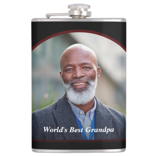 Worlds Best Grandpa Dad Father Photo Personalize Flask