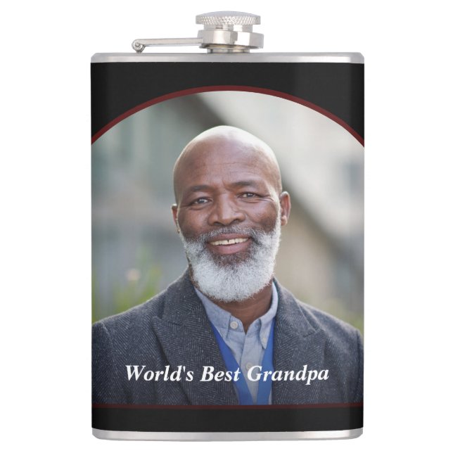 World's Best Grandpa Dad Father Photo Personalize Flask (Front)