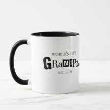 World's Best Grandpa Est Fun Saying Black White