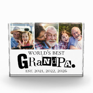 World's Best Grandpa Est Year 3 Photo Collage Block