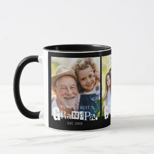 World's Best Grandpa Est Year 3 Photo Collage Mug