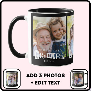 World's Best Grandpa Est Year 3 Photo Collage  Mug
