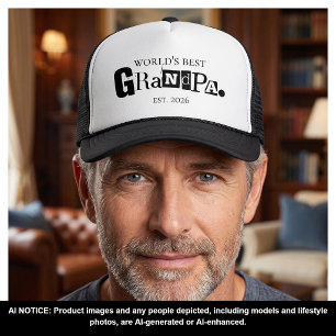 World's Best Grandpa Est Year 3 Photo Collage Trucker Hat