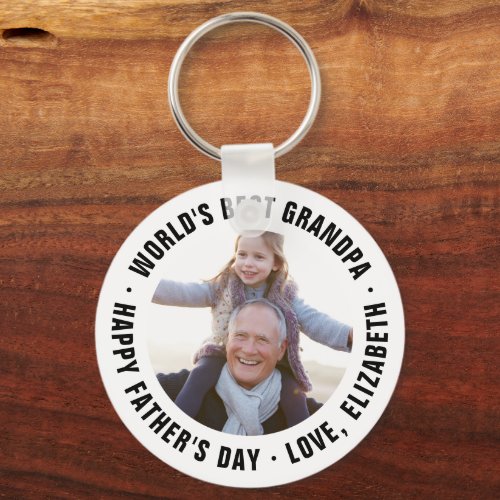Worlds Best Grandpa Fathers Day Photo Gift Keychain