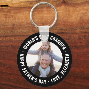 World's Best Grandpa Father's Day Photo Gift Keychain
