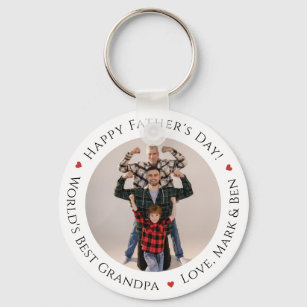 Worlds Best Grandpa Funny Photo Custom Fathers Day Keychain