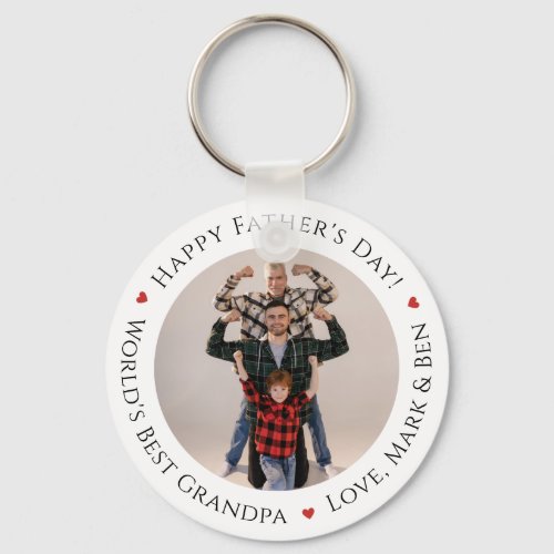 Worlds Best Grandpa Funny Photo Custom Fathers Day Keychain