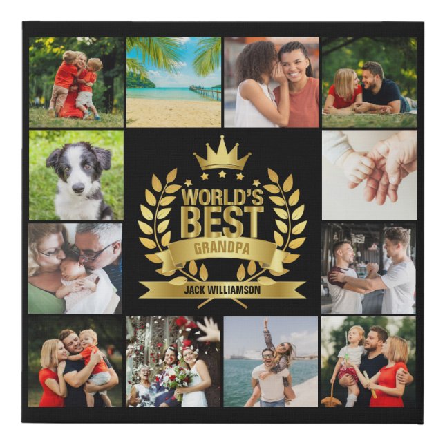 World's Best Grandpa Grandad Grandfather Photo Faux Canvas Print (Front)