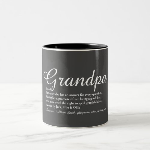 Worlds Best Grandpa Grandad Papa Definition Gray Two_Tone Coffee Mug