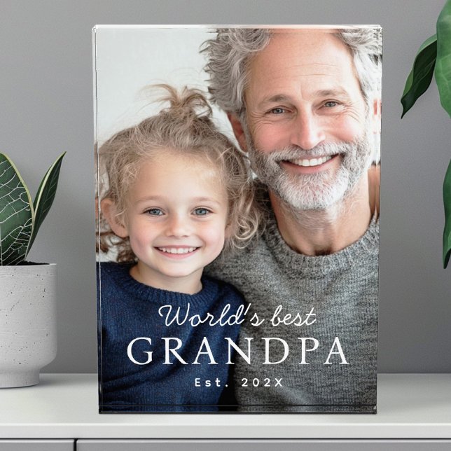 World's best grandpa grandfather est year photo block (World's best grandpa grandfather est year photo block)