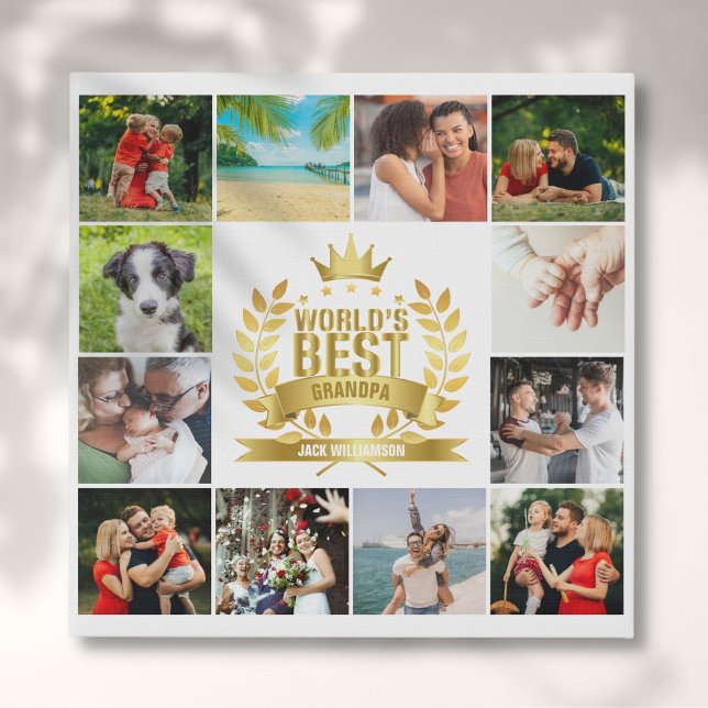 World's Best Grandpa Grandfather Grandad Photo Faux Canvas Print (Creator Uploaded)