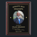World's Best Grandpa Grandfather Photo Custom Award Plaque<br><div class="desc">World's Best Grandpa Grandfather Photo Custom is a fun and meaningful gift to give to Grandpa or your Grandfather. It can also be personalized to give to your Dad or Mom and other people in your life. Replace with your photograph and information.  Personalize it with your information.</div>