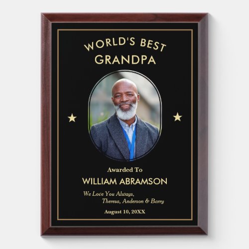 Worlds Best Grandpa Grandfather Photo Custom Award Plaque