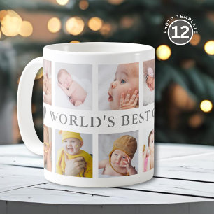 World's Best Grandpa Gray 12 Photo Collage Coffee Mug