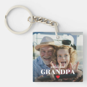 World's Best Grandpa Heart Photo Gift For Grandad Keychain