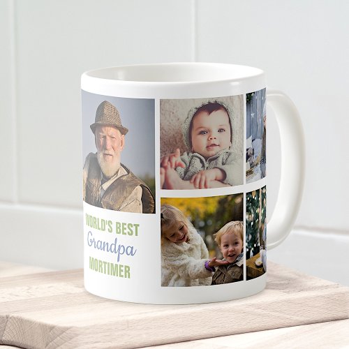 Worlds Best Grandpa Instagram Photo Collage Name Coffee Mug