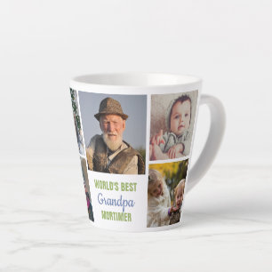 World's Best Grandpa Instagram Photo Collage Name Latte Mug