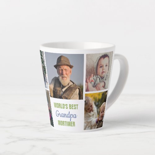 Worlds Best Grandpa Instagram Photo Collage Name Latte Mug