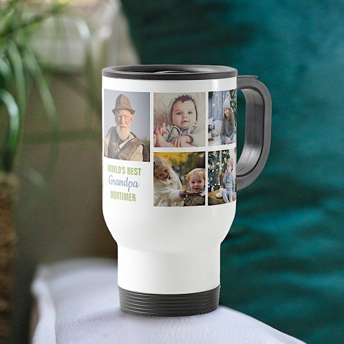Worlds Best Grandpa Instagram Photo Collage Name Travel Mug