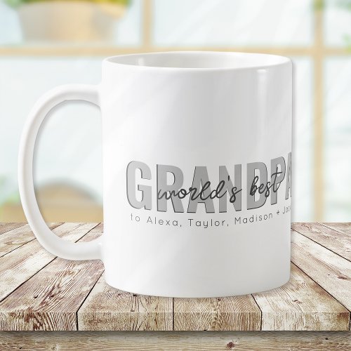 Worlds Best Grandpa Kids Names Coffee Mug