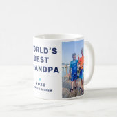 Worlds Best Grandpa Modern Navy Blue Two Photo Coffee Mug (Front Right)