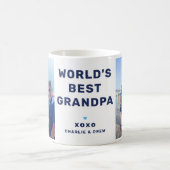 Worlds Best Grandpa Modern Navy Blue Two Photo Coffee Mug (Center)