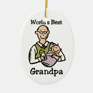 World's Best Grandpa ormanent Ceramic Ornament