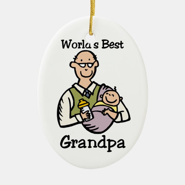 World's Best Grandpa ormanent Ceramic Ornament (Front)