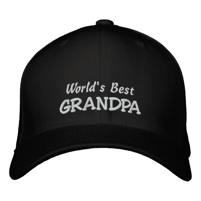 World's Best GRANDPA-Personalize Name Embroidered Baseball Hat (Front)