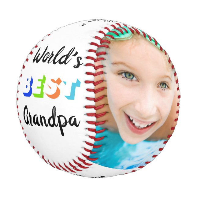 World's Best Grandpa Personalized Photos Colors Baseball (Angled)
