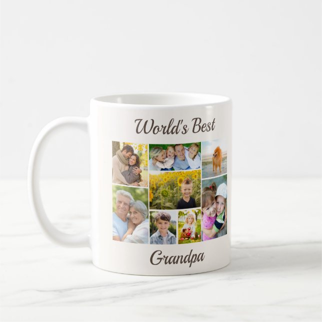 World's Best Grandpa Photo Collage Coffee Mug (Left)