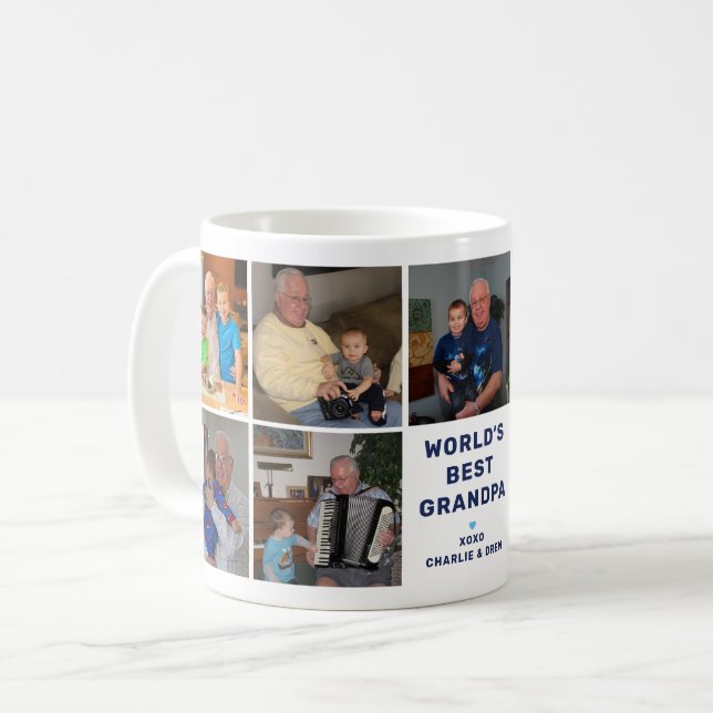 Worlds Best Grandpa Photo Collage Coffee Mug (Front Left)