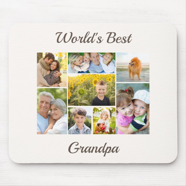 World's Best Grandpa Photo Collage   Mouse Pad (Front)