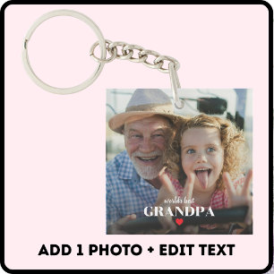 World's Best Grandpa Photo Gift For Grandad Keychain
