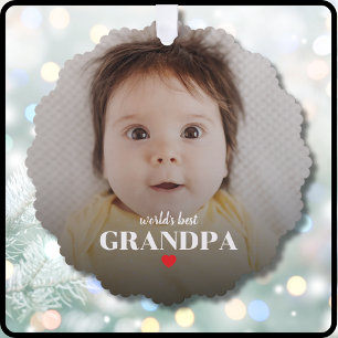 World's Best Grandpa Photo Gift For Grandad Ornament Card