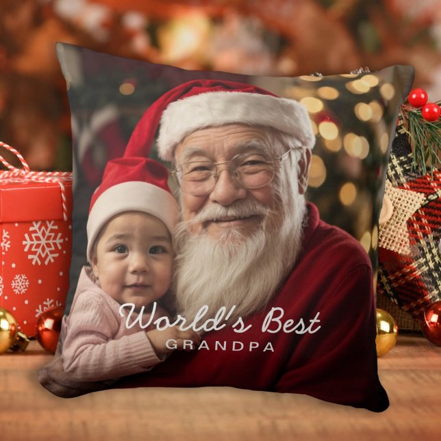 World's Best Grandpa Photo Throw Pillow (Creator Uploaded)