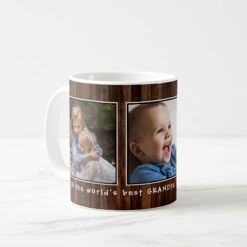 Worlds Best Grandpa  Rustic Wood Coffee Mug