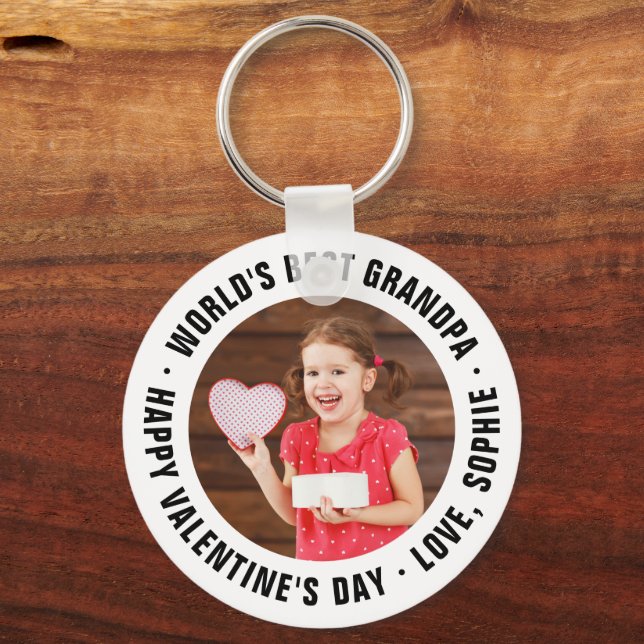 World's Best Grandpa Valentine's Day Photo Gift Ke Keychain (Front)