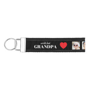 Worlds Best Grandpa We love you 3 Kids Photo Names Wrist Keychain