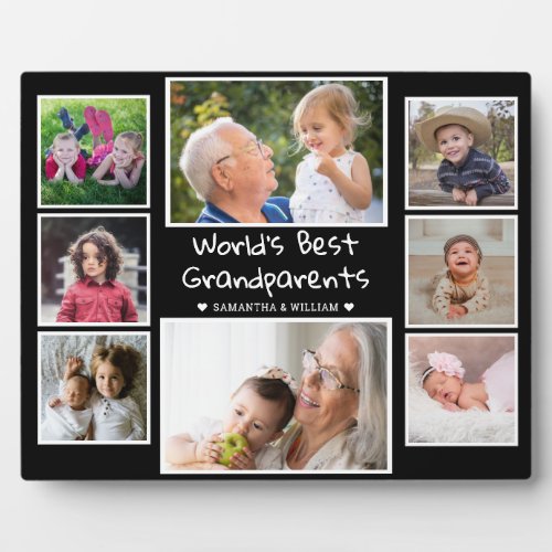 Worlds Best Grandparents  8 Photo Collage  Black Plaque