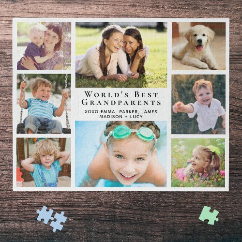 Worlds Best Grandparents 8 Photo Collage Jigsaw Puzzle