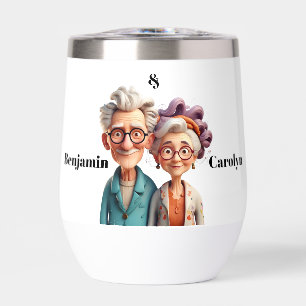 World's Best Grandparents - cartoonish & funny Thermal Wine Tumbler