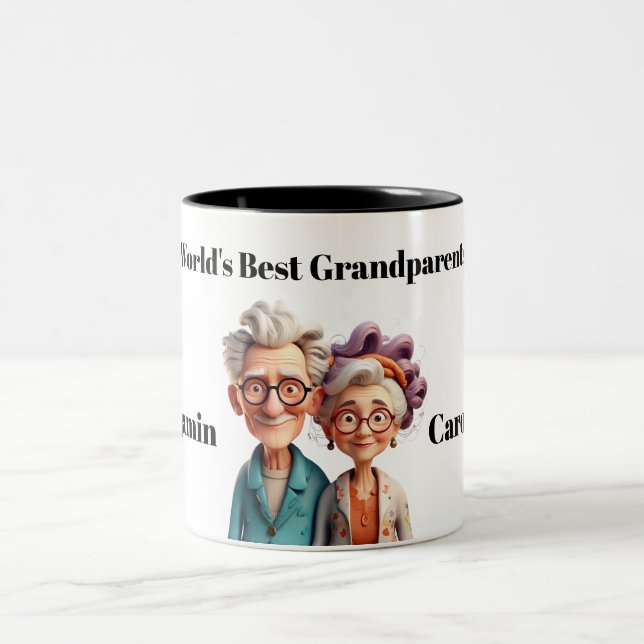 World's Best Grandparents - cartoonish & funny Two-Tone Coffee Mug (Center)