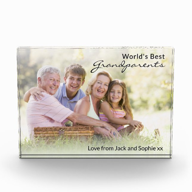 World's Best Grandparents Custom Photo Keepsake Acrylic Award (Front)