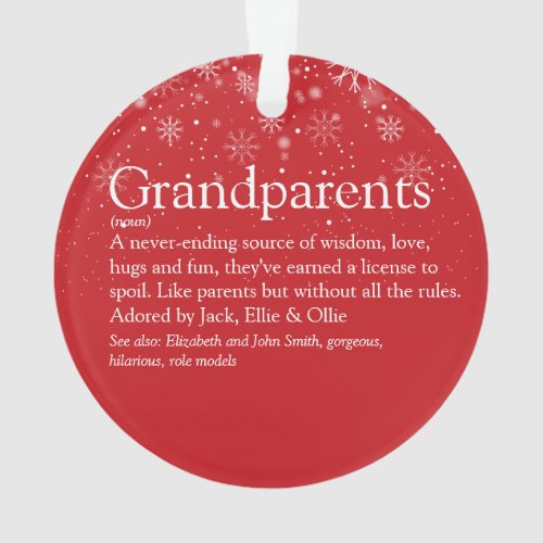 Worlds Best Grandparents Definition Christmas Ornament