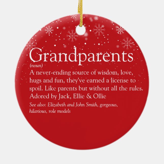 World's Best Grandparents Definition Photo Ceramic Ornament (Back)
