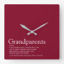 World's Best Grandparents Ever Definition Burgundy Square Wall Clock
