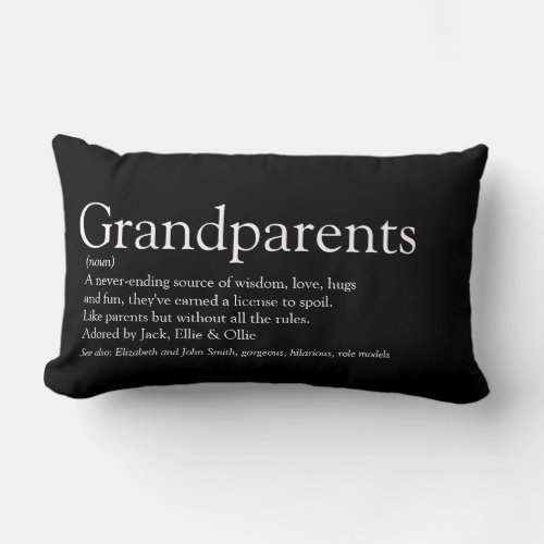 Worlds Best Grandparents Ever Definition Fun Lumbar Pillow